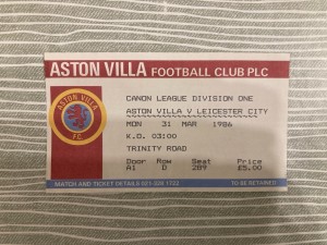 Aston Villa v Leicester City - Div 1 - TICKET - 1985/86 for sale on Ebay