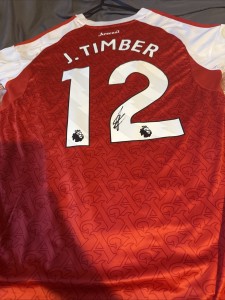Jurrien Timber Signed Arsenal Shirt with COA for sale on Ebay