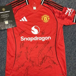 Manchester United Signed 25/26 Football Shirt COA squad signed by 15 with COA for sale on Ebay