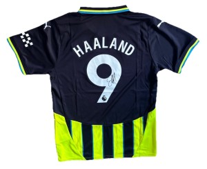 ERLING HAALAND Hand Signed 24/25 Manchester City Away Shirt RARE*COA for sale on Ebay