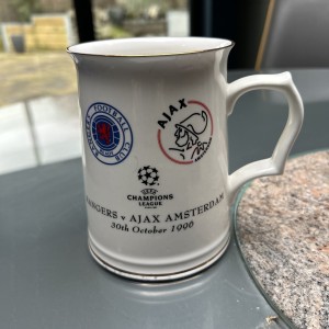 RARE COLLECTABLE UEFA Rangers V Ajax Commemorative Ceramic Tankard 1996 In Box for sale on Ebay