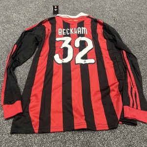 Xl  Ac Milan Beckham 06-07 Football Shirt Long Sleeve Home for sale on Ebay