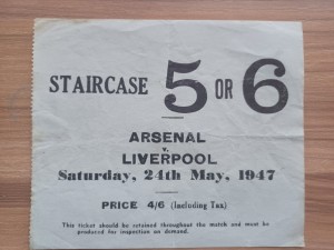 Arsenal v Liverpool 24th May 1947 Match Ticket for sale on Ebay
