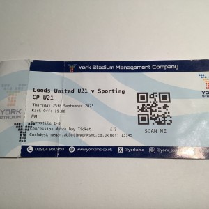 LEEDS UNITED U21 V SPORTING LISBON U21 PREMIER LEAGUE INTERNATIONAL TICKET 2025 for sale on Ebay