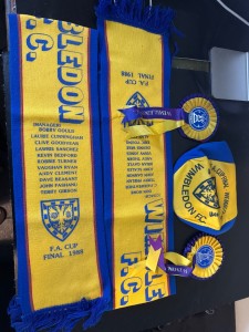 1988 FA Cup Final Wimbledon Scarf/Cap/Rosette/Autograph Book for sale on Ebay