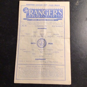Programme  Glasgow Rangers v Aberdeen  Scottish League Cup September 1956 for sale on Ebay