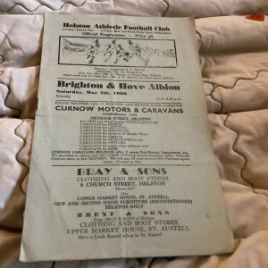 1959/60 Helston Athletic v Brighton &HA. Rare friendly  for sale on Ebay