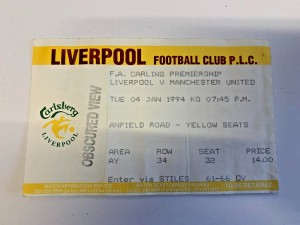 1993/94 - Liverpool v Manchester United - 04/01/1994 - Ticket Stub - Man Utd for sale on Ebay