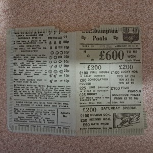 SOUTHAMPTON FC POOLS CARD FROM JANUARY 1974 for sale on Ebay