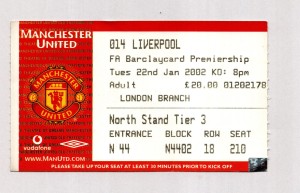 Manchester United v Liverpool 2001-2002 Premier League Ticket 22/01/2002 for sale on Ebay