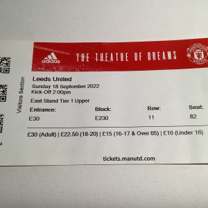MANCHESTER UNITED V LEEDS UNITED PREMIER LEAGUE MATCH TICKET 18/09/2022 for sale on Ebay