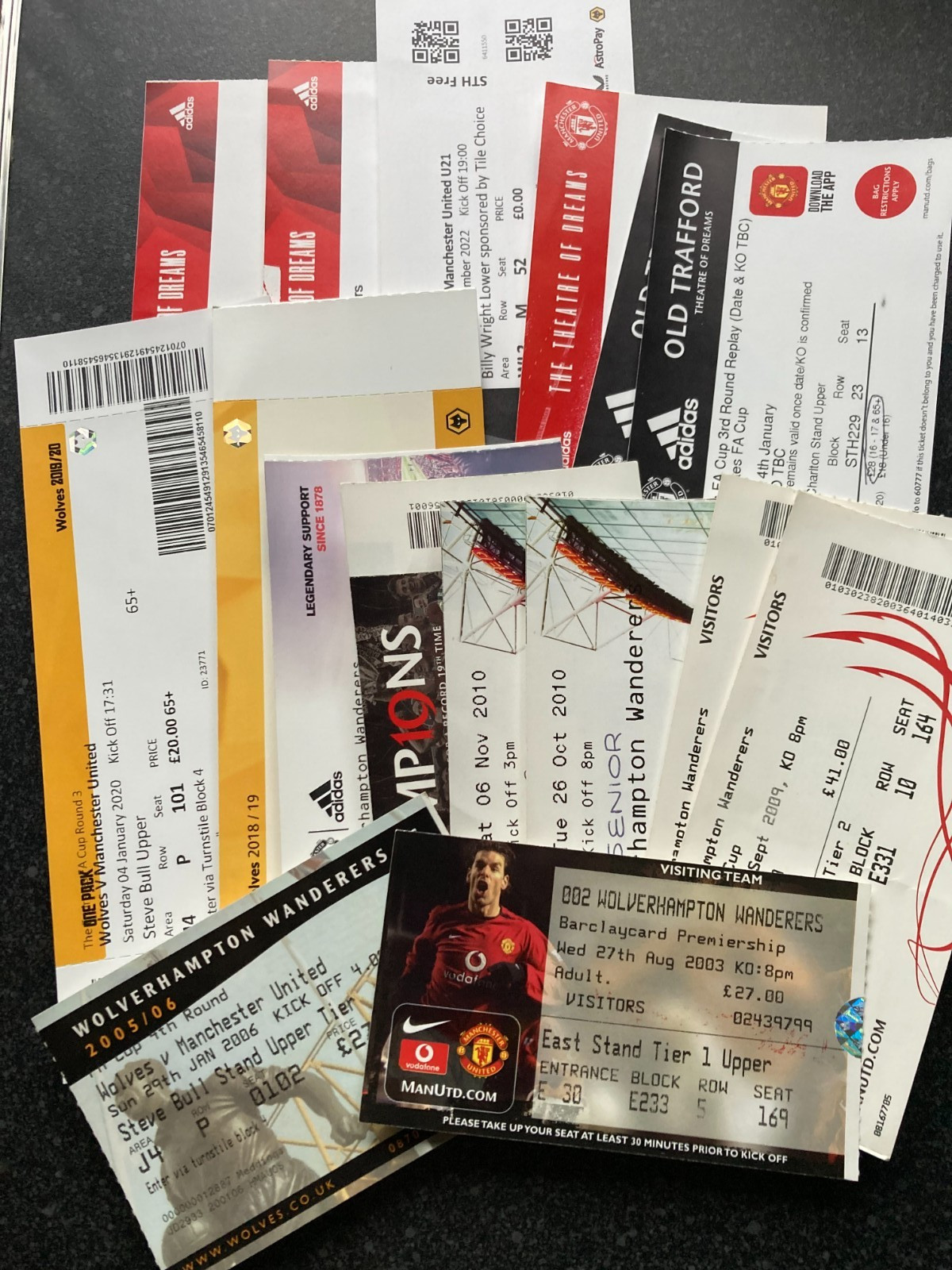 16 different Manchester United Wolves tickets 2003-2023 including Ronaldo debut for sale on Ebay