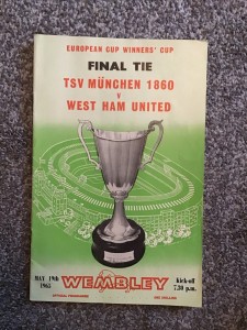 TSV Munich 1860 v West Ham United ECWC Final Tie, 19th May 1965 for sale on Ebay