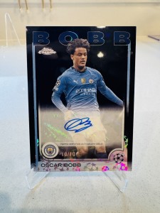 Oscar Bobb 2024-25 Topps Chrome 10/10 OMEGA Autograph Black Manchester City for sale on Ebay