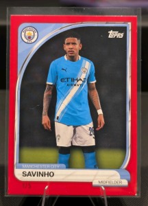 Topps FC Premiere League Savinho Manchester City Red /5 SSP numbered for sale on Ebay