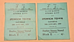 Stoke City v Ipswich Town - 24th January 1959 - Two Football Tickets for sale on Ebay
