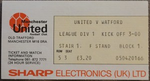 Manchester United V Watford Ticket 82-83 for sale on Ebay