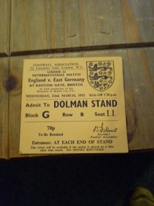 Ticket (stub) England V East Germany U23s 22/3/1972 @ Bristol City Ashton Gate  for sale on Ebay