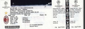 AC MILAN V MANCHESTER UNITED 08/03/2005   CL -  FULL TICKET for sale on Ebay