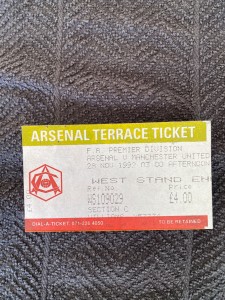 Arsenal v Manchester United 92/93 First Season in Premier League Ticket for sale on Ebay