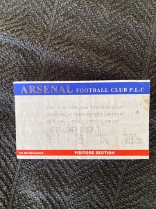 Arsenalv Manchester United 1996 / 97  Premier League Ticket for sale on Ebay