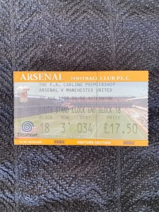 Arsenal v Manchester United 1999/2000 Premier League Ticket for sale on Ebay