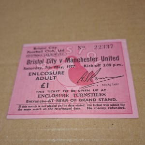BRISTOL CITY V MANCHESTER UTD  1976/77 ORIGINAL TICKET STUB for sale on Ebay