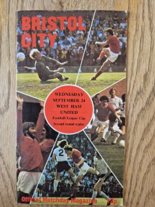 1975/76 Bristol City V West Ham League Cup 2nd Round Replay Football Programme for sale on Ebay