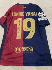 Lamine Yamal Hand Signed Barcelona shirt BAS COA for sale on Ebay