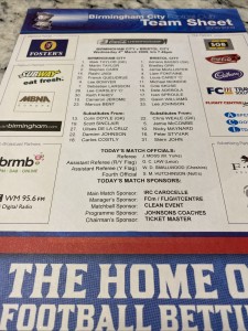 04-03-09. Birmingham City V Bristol City Official Two Sided Team Sheet for sale on Ebay