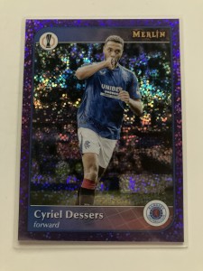 Topps Merlin Cyriel Dessers Purple Sparkle 1/15 Europa League Rangers for sale on Ebay