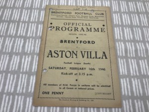 Brentford v Aston Villa 1945/46 Football League South 4 Pager 16th February 1946 for sale on Ebay