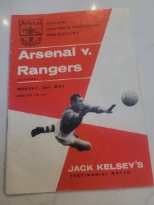 Arsenal V Rangers 20.5. 1963 - Jack Kelsey Testimonial for sale on Ebay