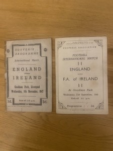 1947 & 1949 England v Ireland British Championship (both at Goodison Park) for sale on Ebay