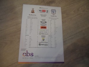 BRADFORD CITY VS CARDIFF CITY COLOUR T/SHEET 17/01/26 SKY BET LEAGUE ONE L@@K for sale on Ebay