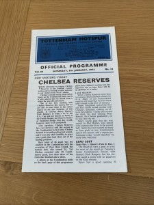 1974 Tottenham V Chelsea Reserves for sale on Ebay