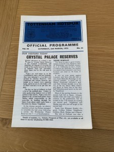 1974 Tottenham V Crystal Palace Reserves for sale on Ebay