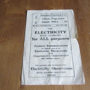Newport County v Leicester Football Lge South 1945/6 for sale on Ebay