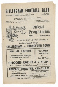 1948/49 Southern League - GILLINGHAM v. CHINGFORD TOWN for sale on Ebay