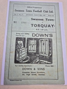 1947-48 - Swansea Town V Torquay United - Division 3 South - 20th March 1948 for sale on Ebay
