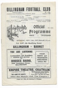 1947/48 FA Cup 4th Qualifying Round - GILLINGHAM v. BARNET for sale on Ebay