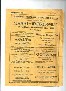 NEWPORT(I.O.W.) v WATERLOOVILLE 1965-66 for sale on Ebay