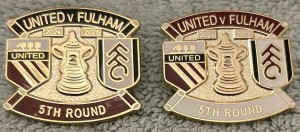Manchester United 2 X F A Cup Match Day Badges v Fulham 2024/25 for sale on Ebay