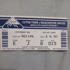 TICKET 1990/91 Luton Town v Manchester United League - Blue for sale on Ebay