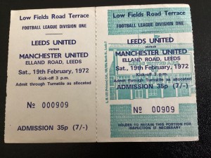 TICKET STUB Leeds United v MANCHESTER UNITED 1971/2 season for sale on Ebay