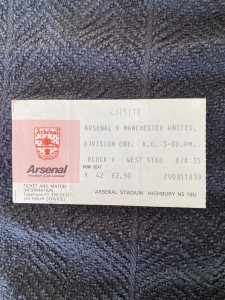 Arsenal v Manchester United 1978/79 Division One League Ticket for sale on Ebay