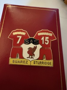Liverpool Suarez & Sturridge SAS Pin Badge for sale on Ebay