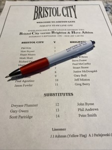 9-09-95. Bristol City V Brighton & Hove Albion. Original Team Sheet for sale on Ebay