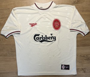 ORIGINAL LIVERPOOL 1996/97 Away Football Shirt LARGE REEBOK ECRU Rare for sale on Ebay