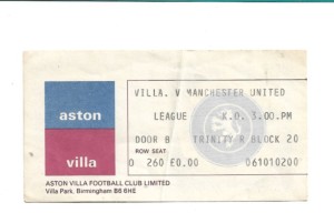 Aston Villa v Manchester United 1978/79 TICKET for sale on Ebay
